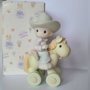 Vintage Precious Moments Happy Trails Boy Horse Collectible Porcelain Figurine